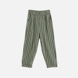 Women's Cotton/Hemp Baggy Trousers - Khaki Stripe