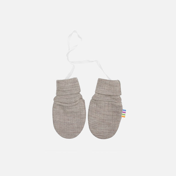 Baby & Kids Merino Wool Rib Mittens - Sesame