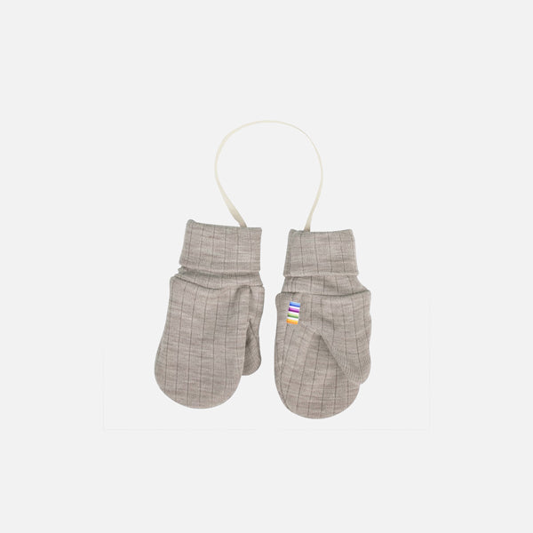 Baby & Kids Merino Wool Rib Mittens - Sesame