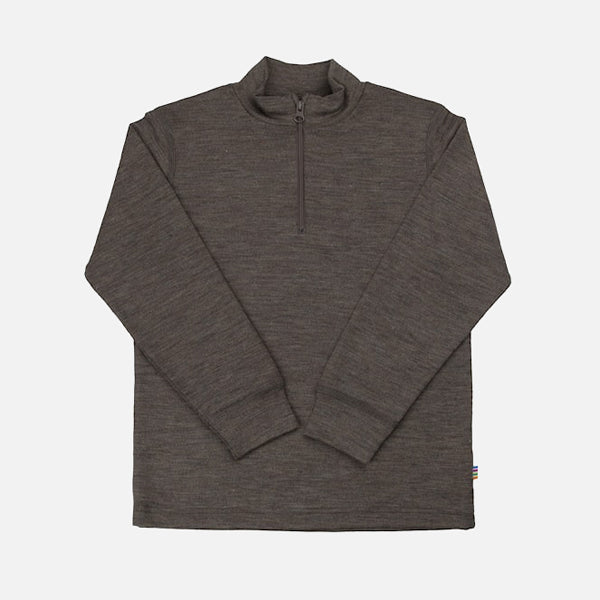 Merino Wool/Silk Half Zip Top - Ash