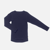 Baby & Kids Merino Wool Rib LS Top - Navy