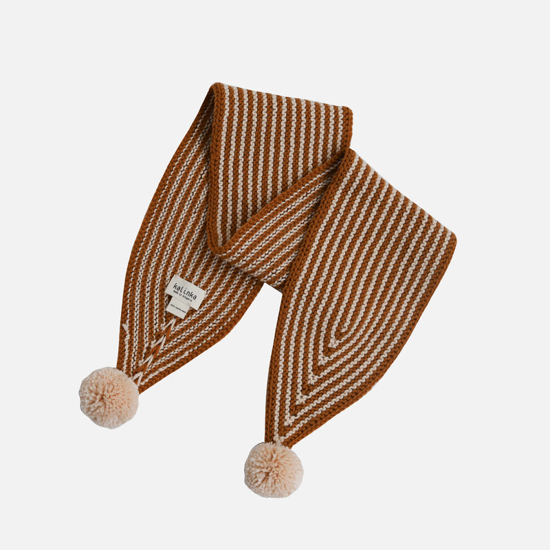 Handknit Merino Wool Divna Scarf - Caramel