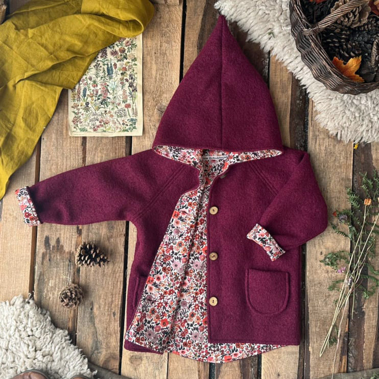 Baby & Kids Autumn Wool Pixie Hooded Jacket - Raspberry