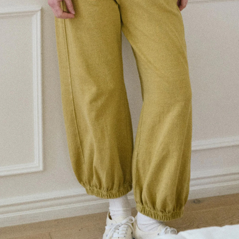 Women's Cotton Balloon Pants - Ochre