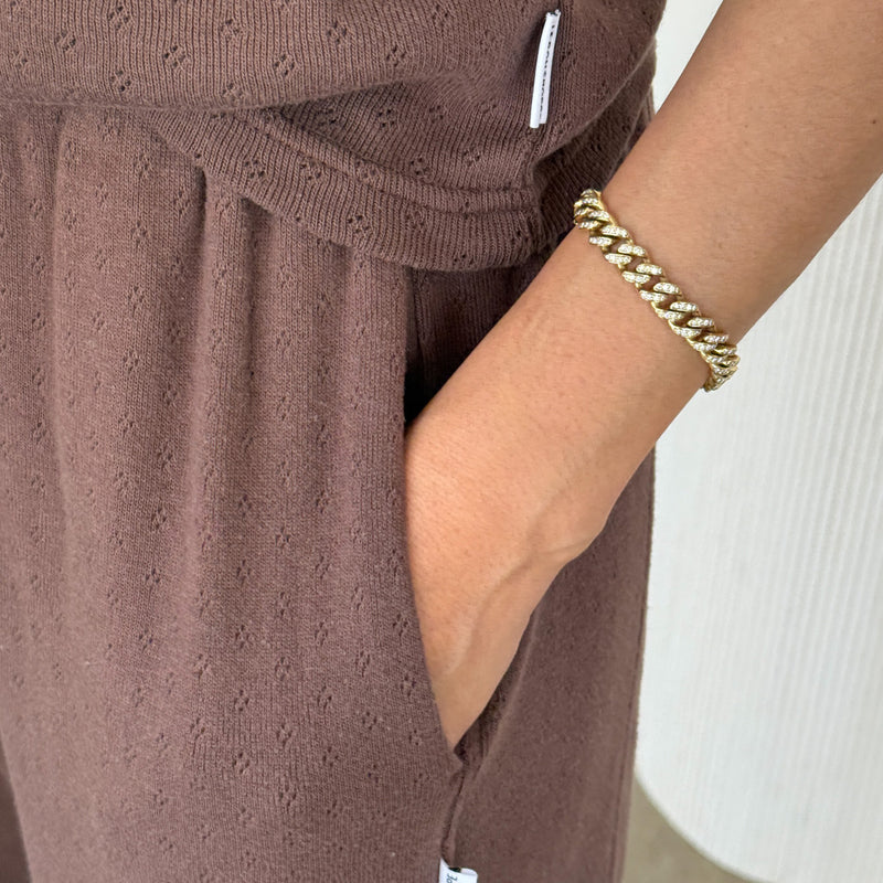 Women's Cotton Pointelle Balloon Pants - Chocolate