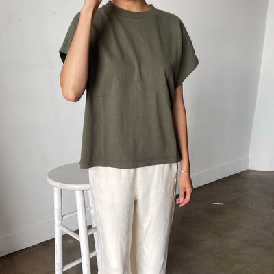 Womens Cotton Jeanne Tee - Olive Green