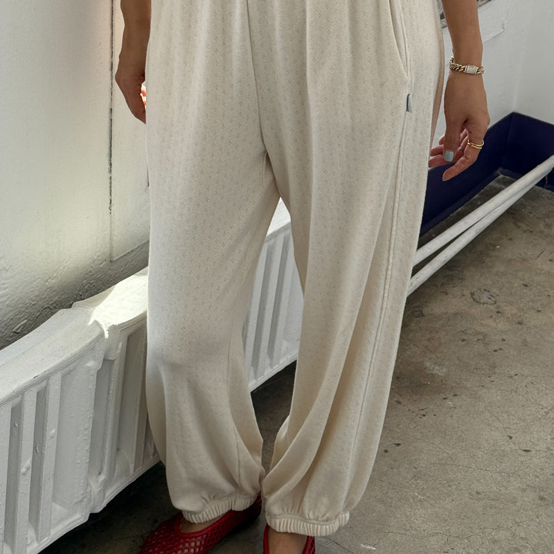 Women's Cotton Pointelle Balloon Pants - Naturel