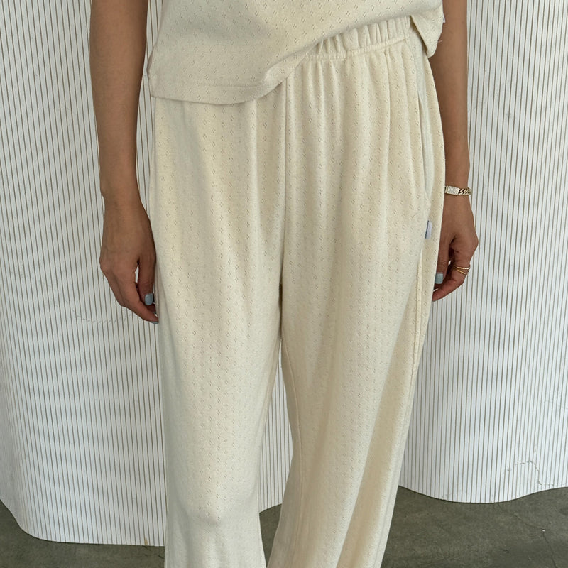 Women's Cotton Pointelle Balloon Pants - Naturel