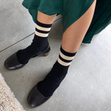 Women's Cotton Her Varsity Socks - Black