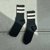 Women's Cotton Her Varsity Socks - Black
