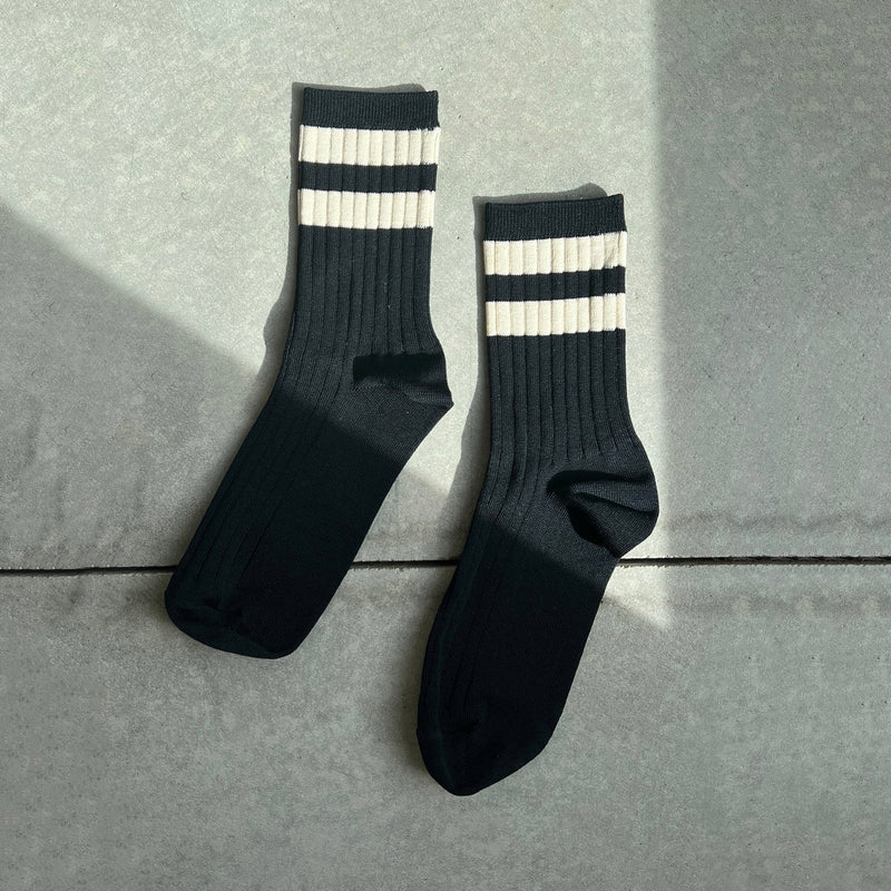 Women's Cotton Her Varsity Socks - Black
