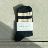 Women's Cotton Her Varsity Socks - Black