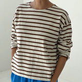Women's Cotton Sailor Top - Coffee Stripe