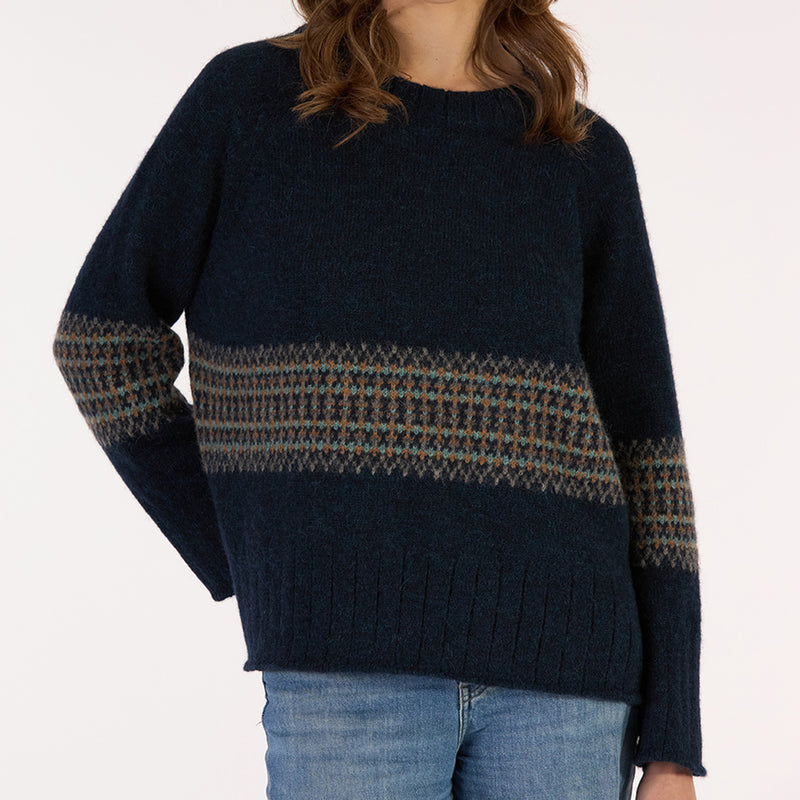 Women's Alpaca Jaquard Jane Sweater - Blue Mix