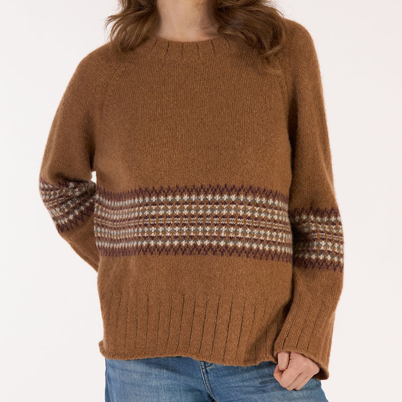 Women's Alpaca Jaquard Jane Sweater - Camel Mix