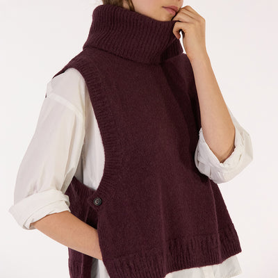 Women's Alpaca Jenny Collar Tank Top - Wine