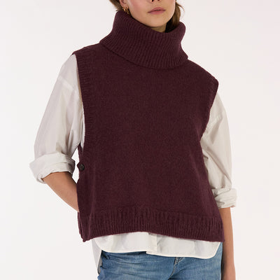 Women's Alpaca Jenny Collar Tank Top - Wine