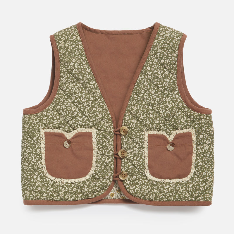 Cotton Quilted Bay Waistcoat - Combe Floral