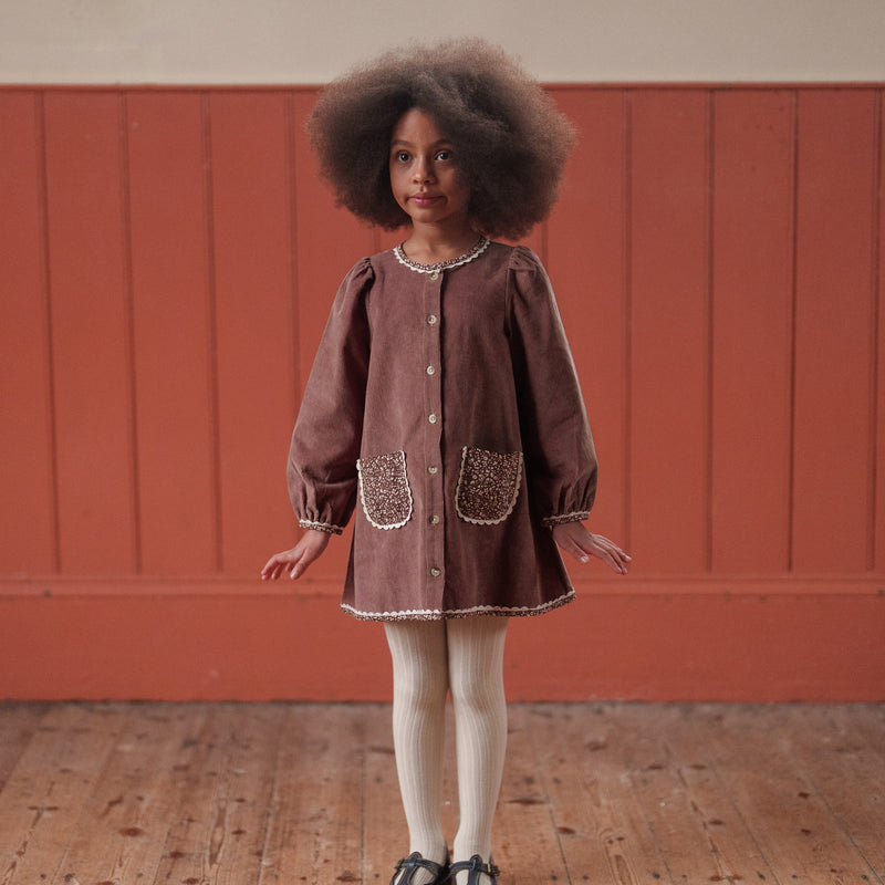 Cotton Velvet Jules Dress - Nutmeg