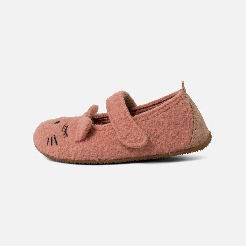 Boiled Wool Ballerina Slipper Shoe - Peach Kitten