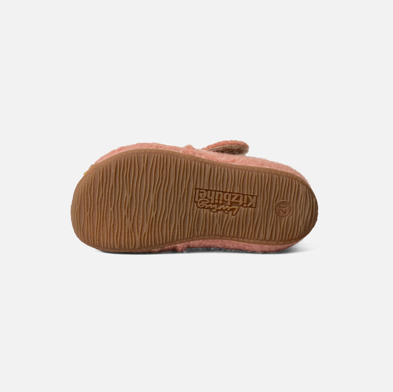 Toddlers Boiled Wool Toe Cap Slipper Shoe - Peach