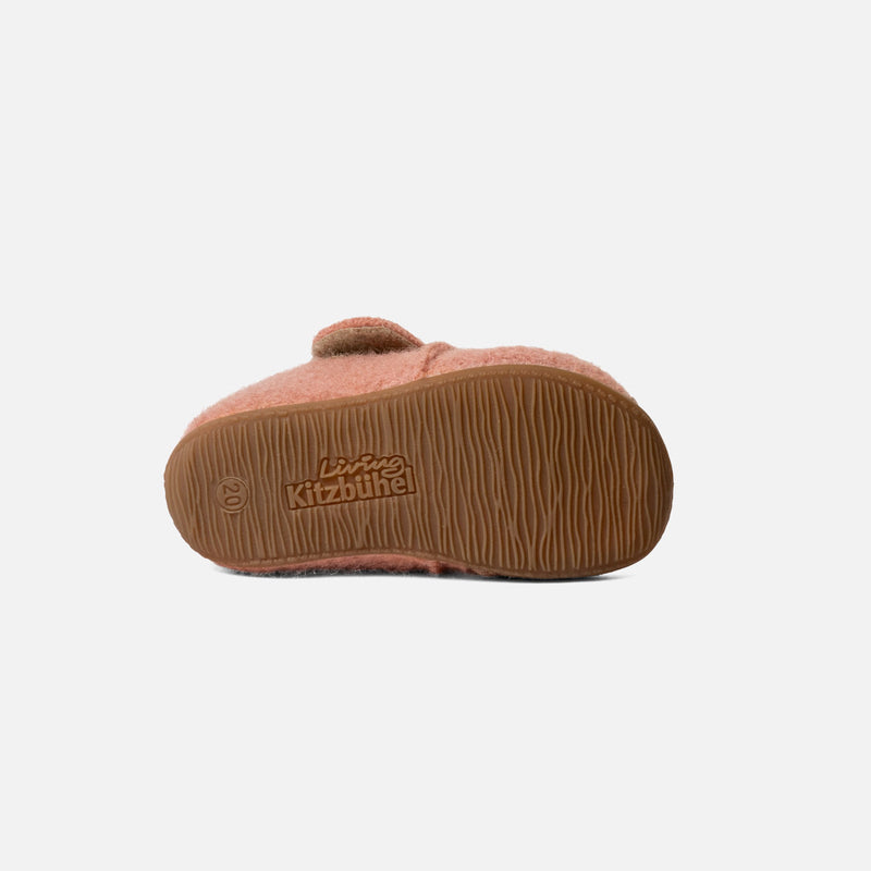 Toddlers Boiled Wool Toe Cap Slipper Shoe - Peach