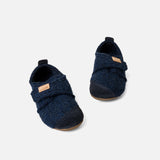 Boiled Wool Toe Cap Slipper Shoe - Night Blue