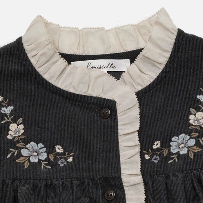 Cotton Corduroy Noir Dress - Charcoal