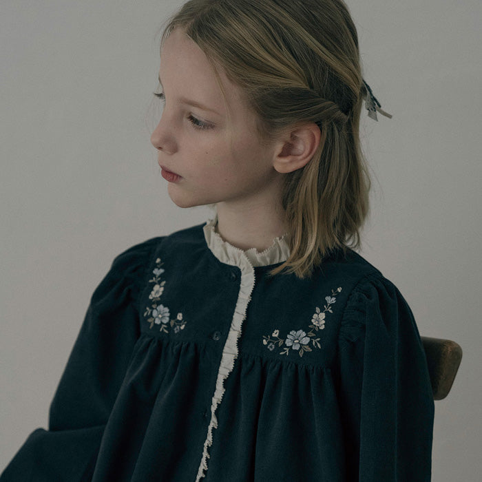 Cotton Corduroy Noir Dress - Charcoal