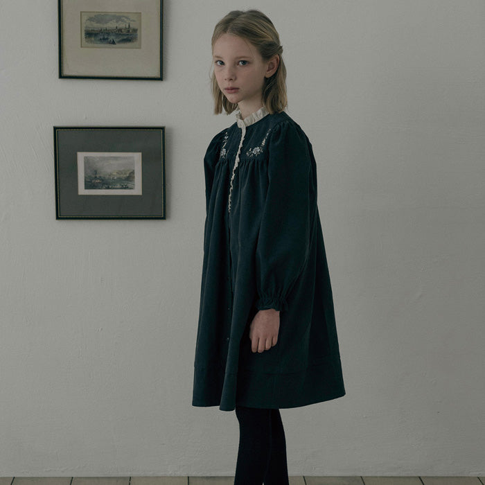 Cotton Corduroy Noir Dress - Charcoal