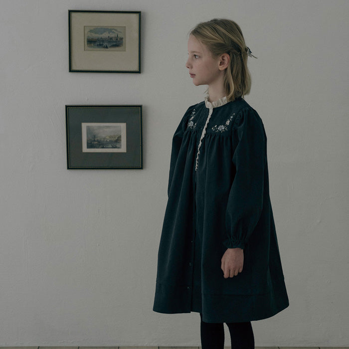 Cotton Corduroy Noir Dress - Charcoal