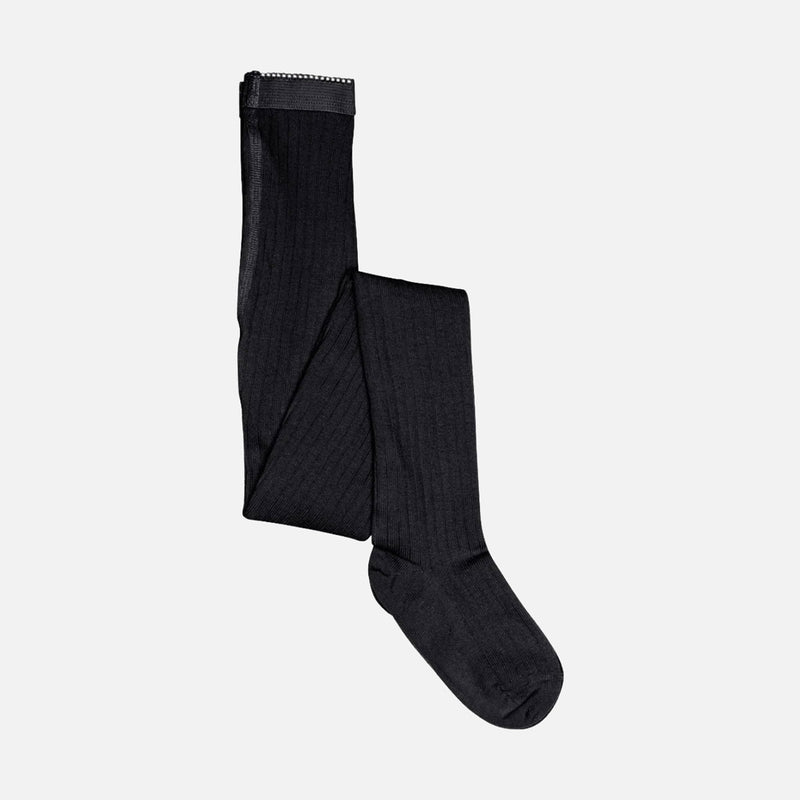 Baby & Kids Wool Rib Tights - Black