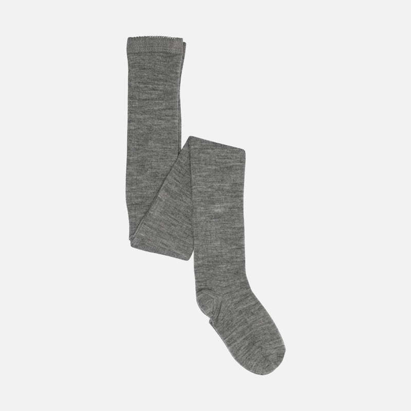 Baby & Kids Wool Rib Tights - Grey Melange