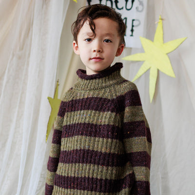Alpaca/Merino Wool/Cotton Moya Stripe Pullover - Nettle/Fig