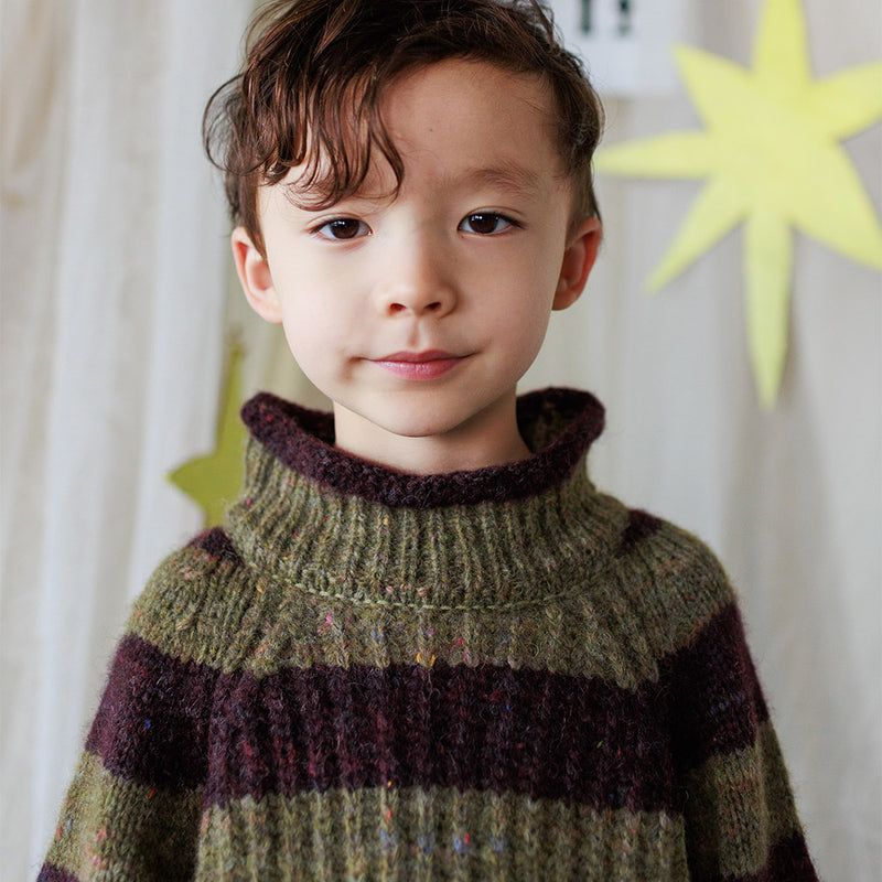 Alpaca/Merino Wool/Cotton Moya Stripe Pullover - Nettle/Fig