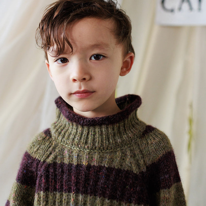 Alpaca/Merino Wool/Cotton Moya Stripe Pullover - Nettle/Fig