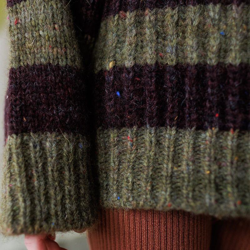 Alpaca/Merino Wool/Cotton Moya Stripe Pullover - Nettle/Fig