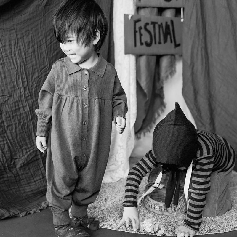 Baby & Kids Merino Wool Artist Romper - Tapir