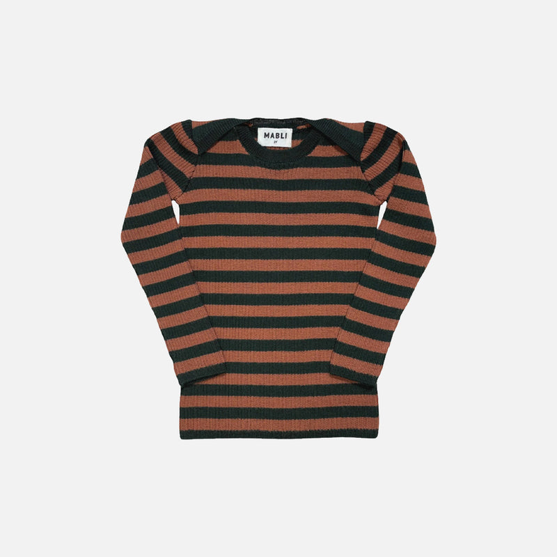 Baby & Kids Merino Wool Skinny Rib Top - Ivy/Sandalwood