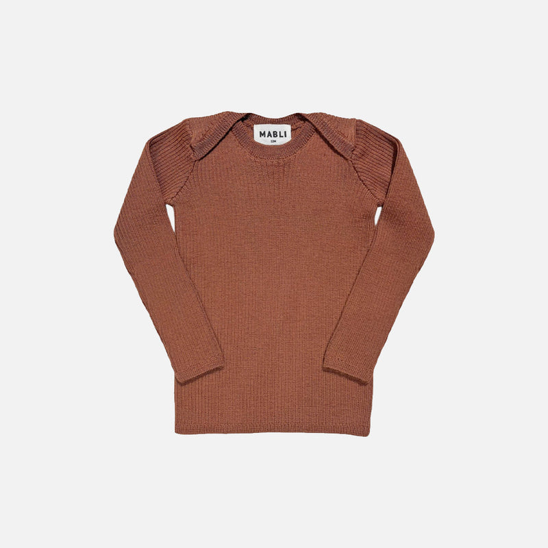 Baby & Kids Merino Wool Skinny Rib Top - Sandalwood