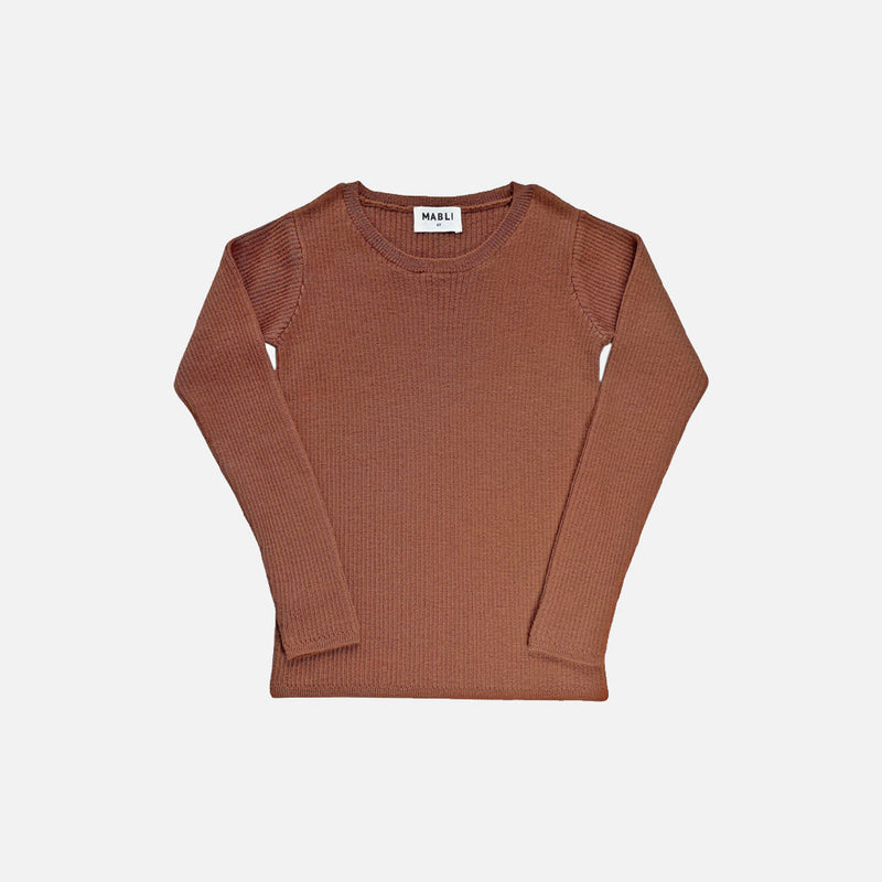 Baby & Kids Merino Wool Skinny Rib Top - Sandalwood