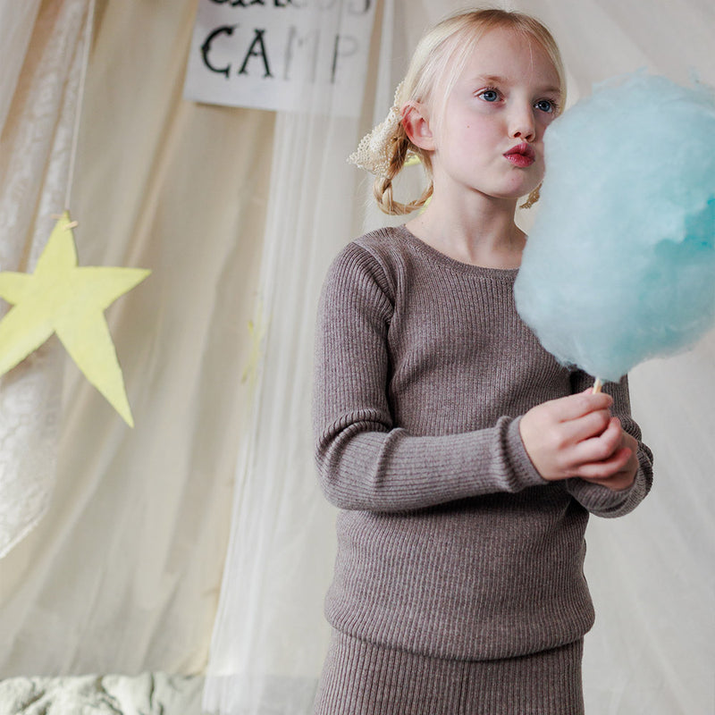 Baby & Kids Merino Wool Skinny Rib Top - Tapir