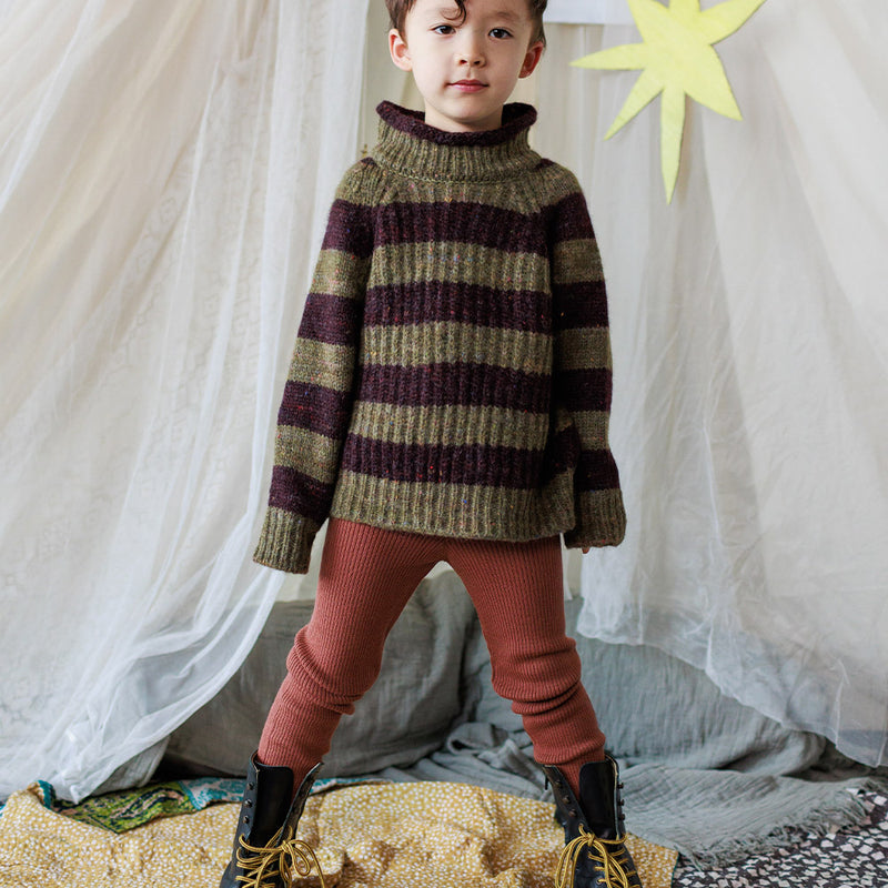 Baby & Kids Merino Wool Skinny Rib Leggings - Sandalwood