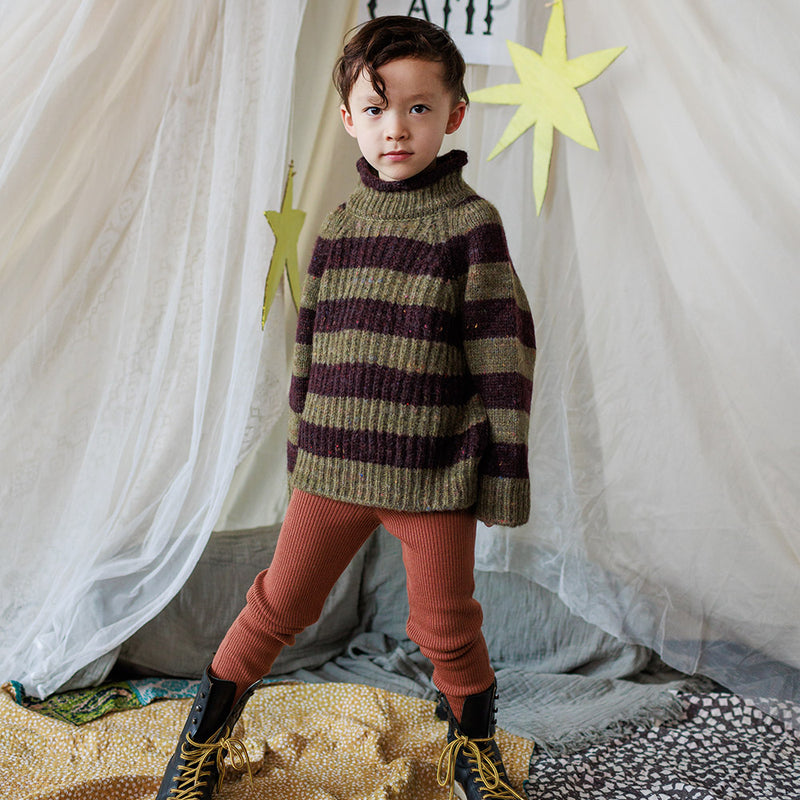 Baby & Kids Merino Wool Skinny Rib Leggings - Sandalwood