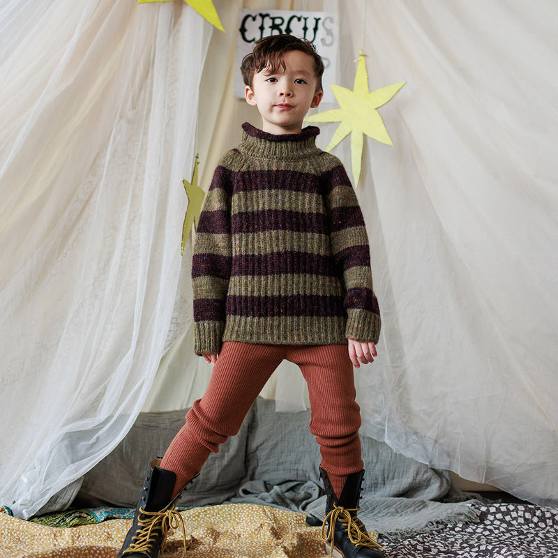 Baby & Kids Merino Wool Skinny Rib Leggings - Sandalwood