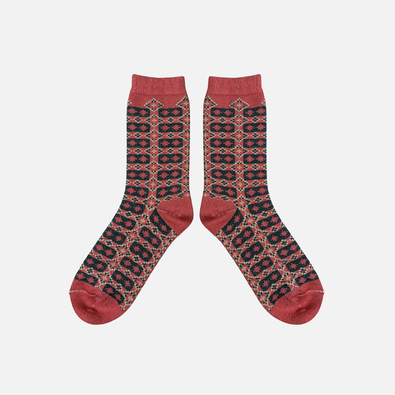 Adults Merino Wool Brae Socks - Winter Rose