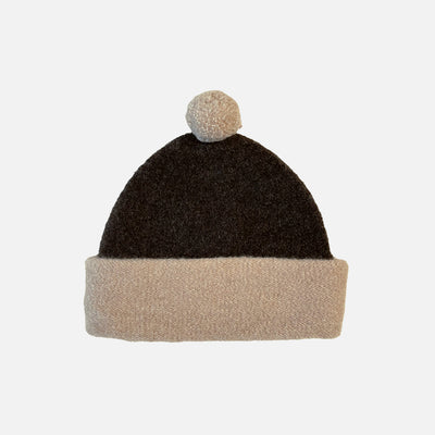 Women's Merino Wool Teddy Beanie - Cappucino/Espresso