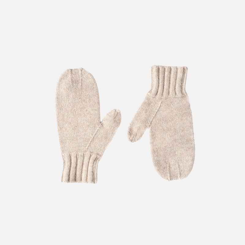 Women's Lambswool Fearn Rib Cuff Mittens - Linen