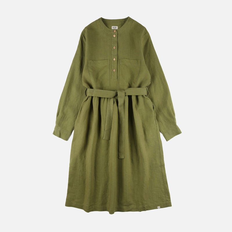 Women's Linen Belted Dress - Cardamom