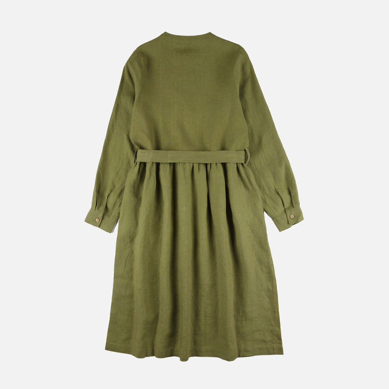 Women's Linen Belted Dress - Cardamom
